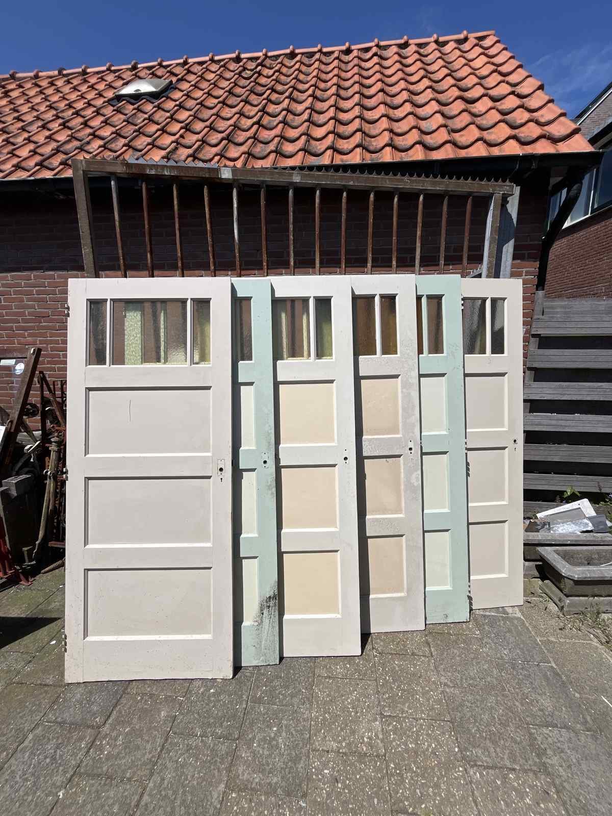 Grenen paneeldeuren 4 vakken met glas