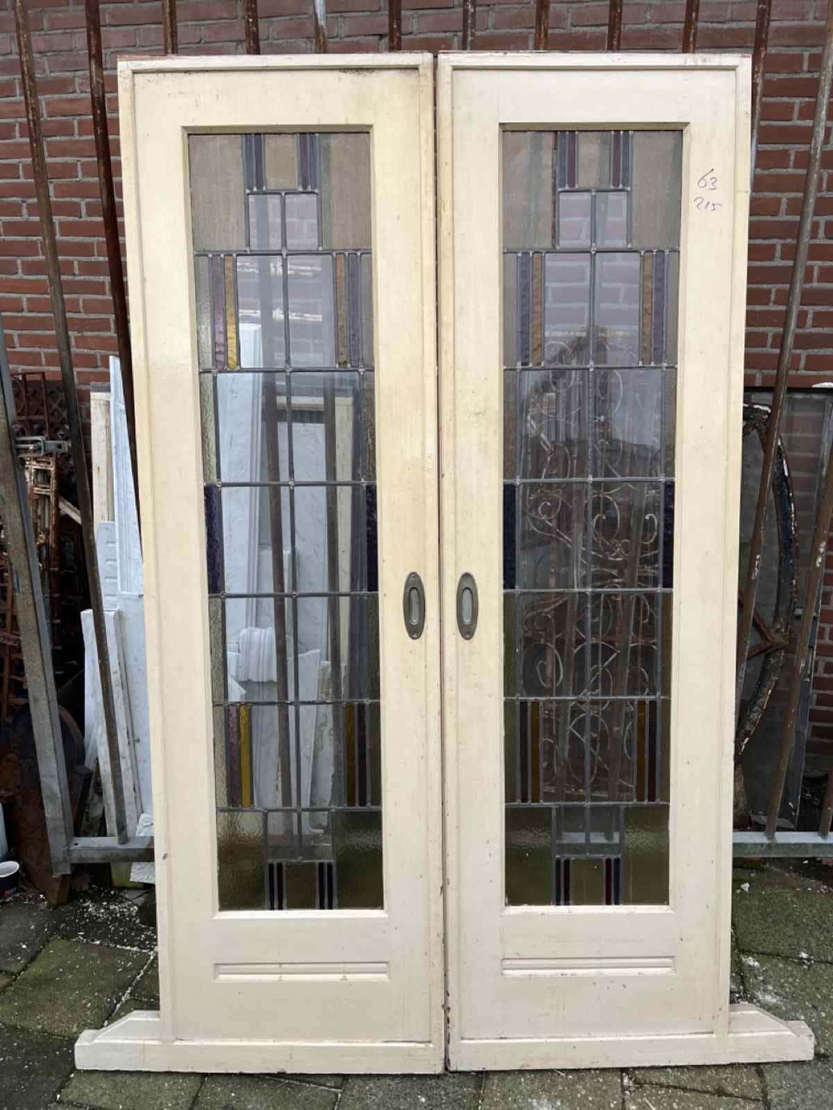 Kamer en suite deuren set met glas in lood