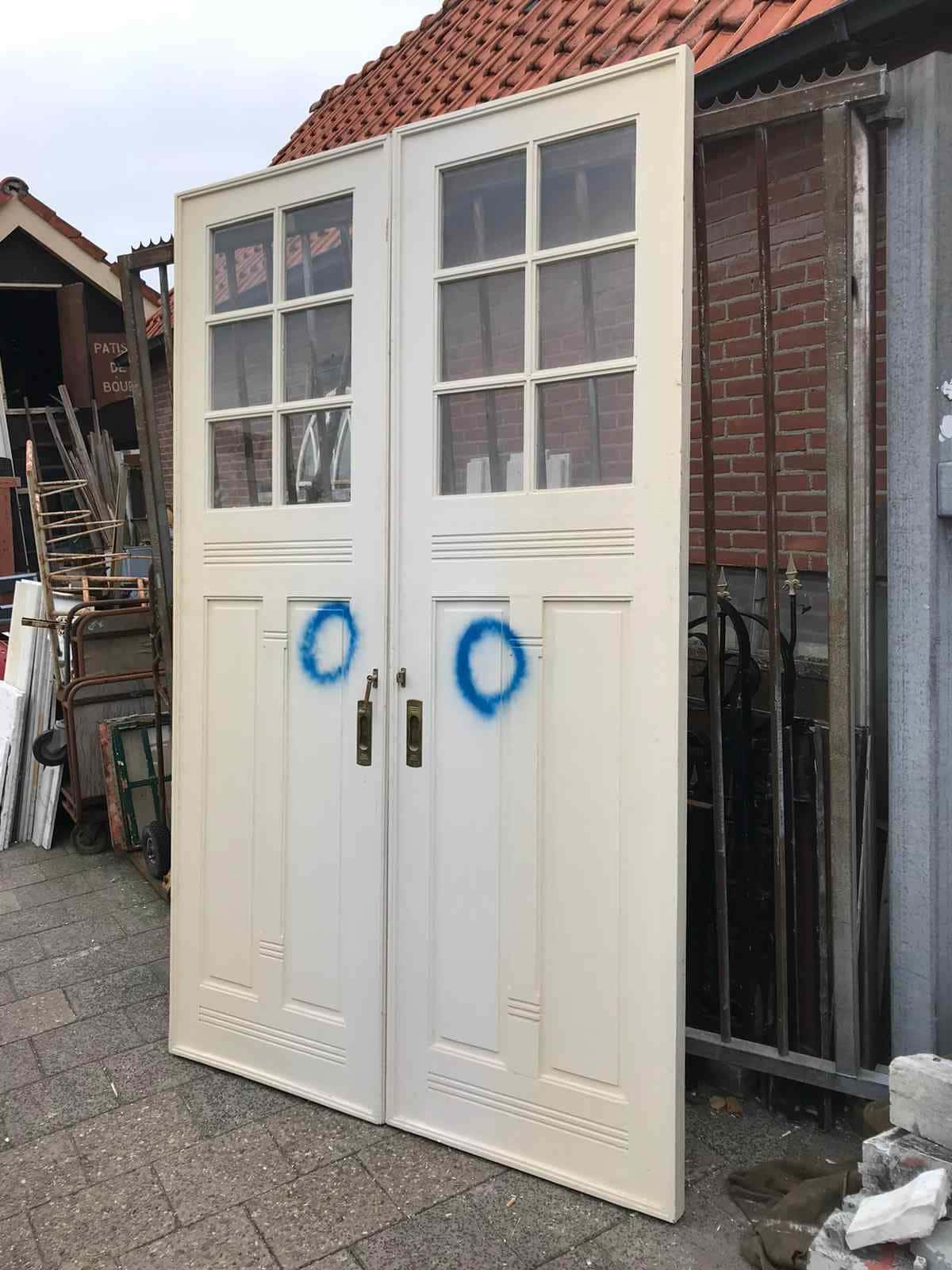 Set antieke kamer en suite deuren met 6 ruitjes en 2 panelen