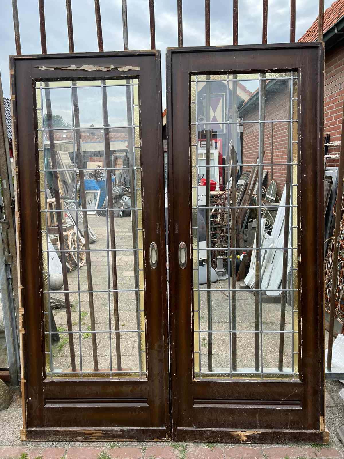 Kamer en suite deuren set met glas in lood