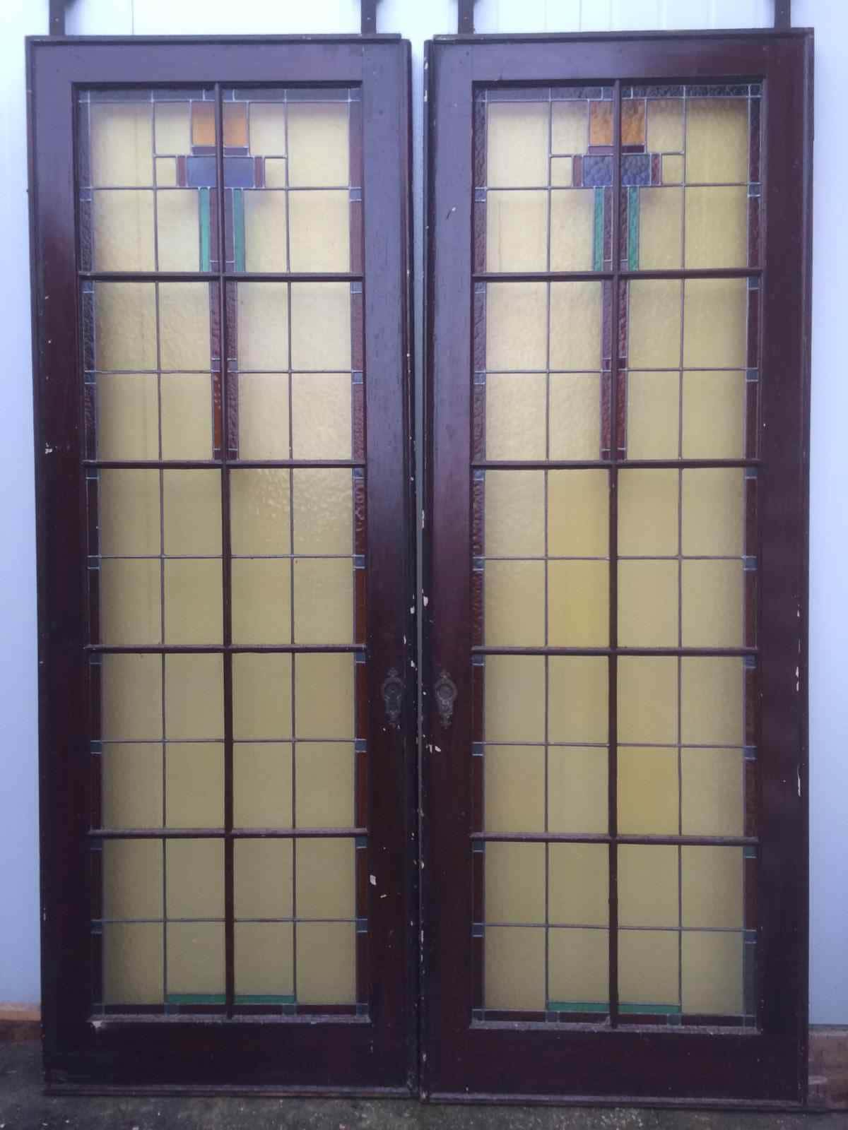 Kamer en suite deuren met glas in lood
