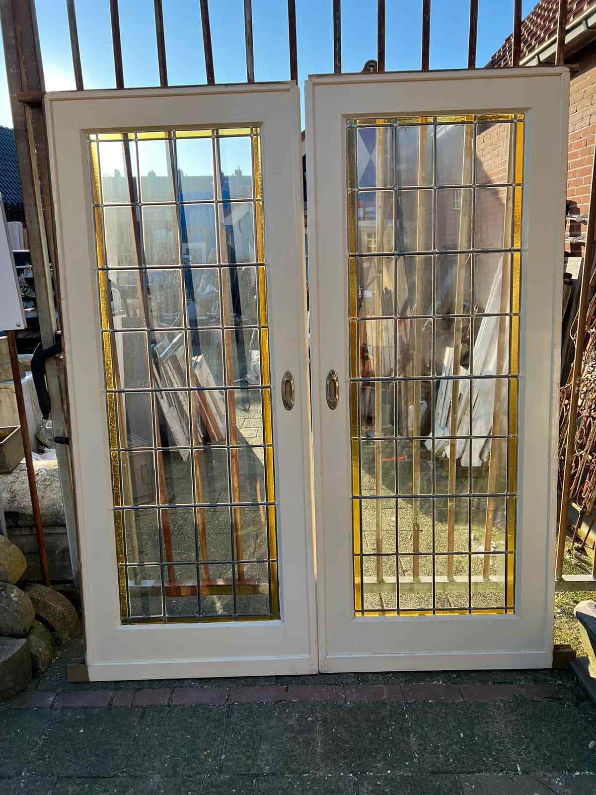 Set kamer en suite deuren met glas in lood