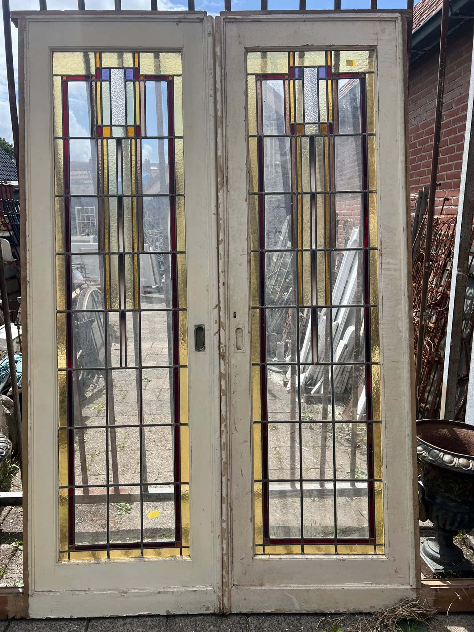 Set ensuite deuren met glas in lood